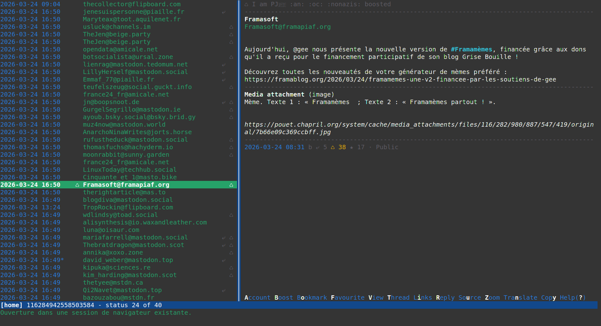 Toot : une application textuelle pour naviguer sur le réseau social Mastodon