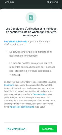 Le message reçu le mercredi 6 janvier 2021 sur mon smartphone.