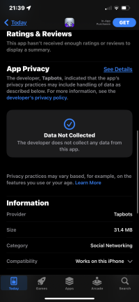 Ivory pour iOS ne collecte aucune donnée personnelle de l'usager de Mastodon. Ivory pour iOS ne collecte aucune donnée personnelle de l'usager de Mastodon.