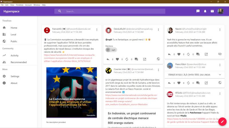 Capture d'écran de l'interface de l'application HyperSpace sur Windows 11 Capture d'écran de l'interface de l'application HyperSpace sur Windows 11
